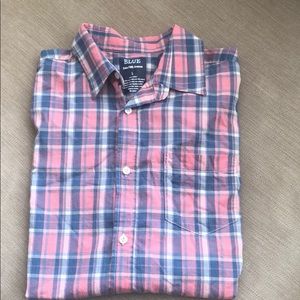 Blue and pink plaid button down